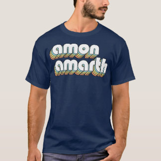 Amon Amarth Retro Regbow Typography Faded Stil T Shirt