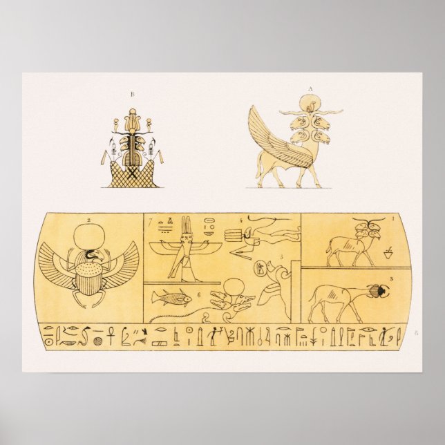 Amon, Amon-ra-illustration från Pantheon Egyptien Poster (Framsidan)