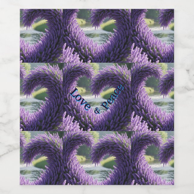 Amor en Cada Gota-Lavender Heart Vinflaska Etikett (Singel etikett)