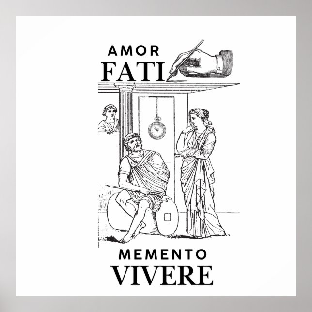 Amor Fati Filosofi Linje Konst Poster (Framsidan)
