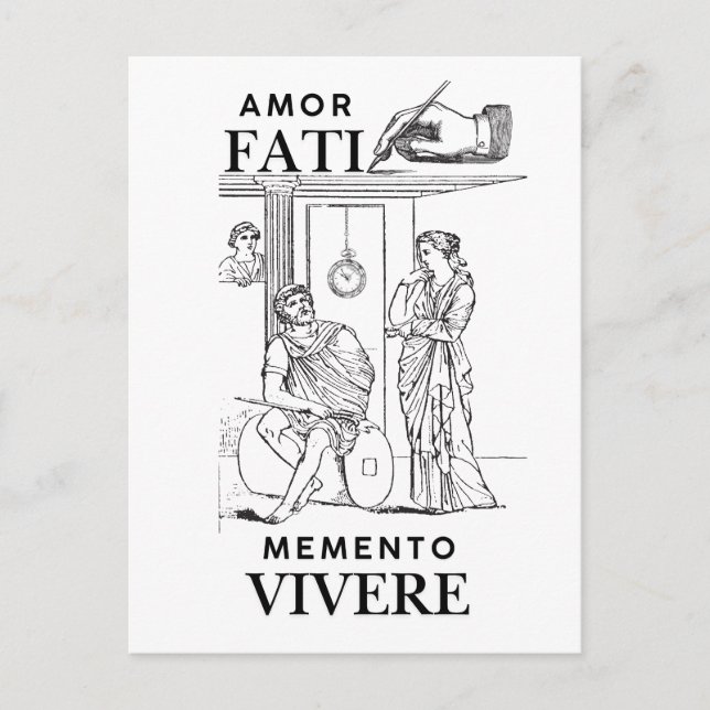 Amor Fati Filosofi Linje Konst Vykort (Framsida)