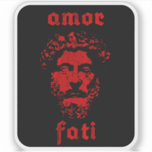 Amor Fati - Marcus Aurelius (vintage röd) Klistermärken