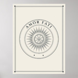 Amor Fati-stämpel Graverad Linje Emblem Poster
