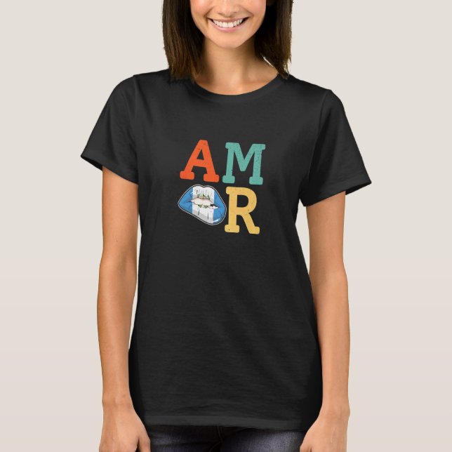 Amor Guatemala flag lips T Shirt (Framsida)