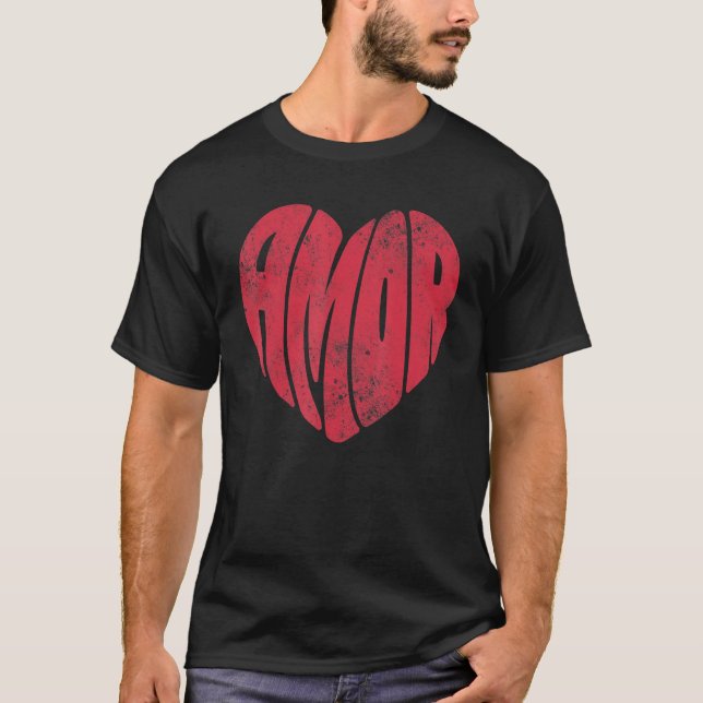 AMOR Love Valentine's Day Retro Groovy Valentine H T Shirt (Framsida)