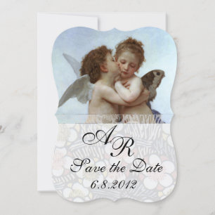 Amor och Psyche som Barn Bröllopsfest Monogram Inbjudningar