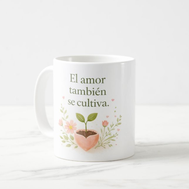 ✨ Amor que Florece – Taza de Café Botánica  Kaffemugg (Framsida vänster)