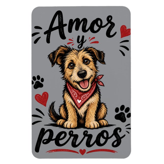Amor y Perros Roligt Hundälskar Design Magnet (Vertikal)