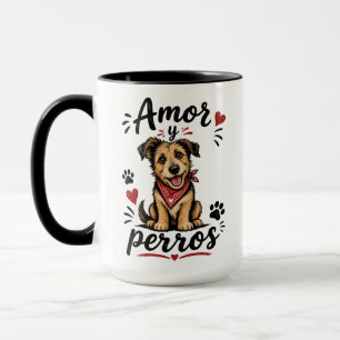 Amor y Perros Roligt Hundälskar Design Mugg