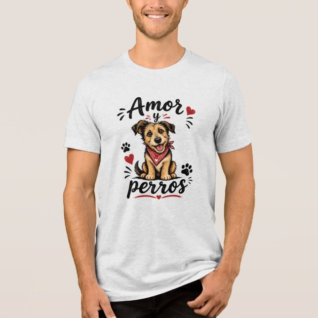 Amor y Perros Roligt Hundälskar Design T Shirt (Framsida)