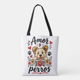 Amor y Perros Roligt Hundälskar Design Tygkasse