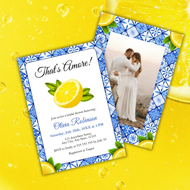 Amore | Italienska Lemon Photo Möhippa Inbjudningar (That's Amore | Italian Lemon Photo Bridal Shower Invitation )