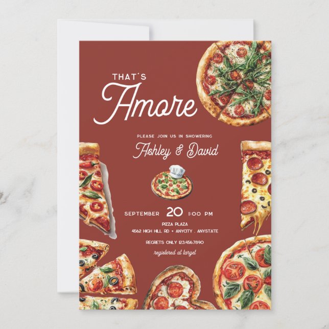 Amore Italy Pizza Par Shower Möhippa Inbjudningar (Framsida)