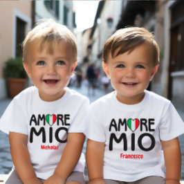 AMORE MIO Italienska Flagga Heart White T Shirt