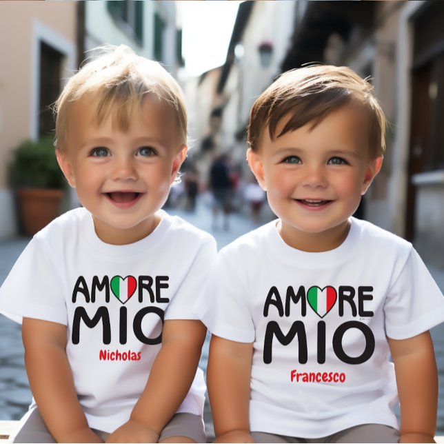 AMORE MIO Italienska Flagga Heart White T Shirt (Skapare uppladdad)