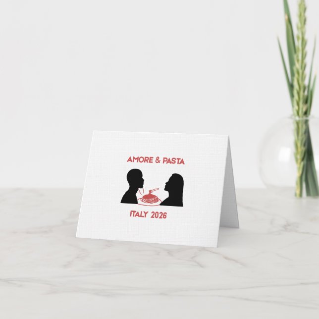 Amore och Pasta Retro Chic  Tack Kort (Framsida)