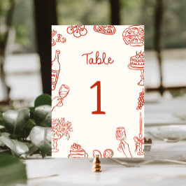 Amore Red Illustrated Bordsnummer