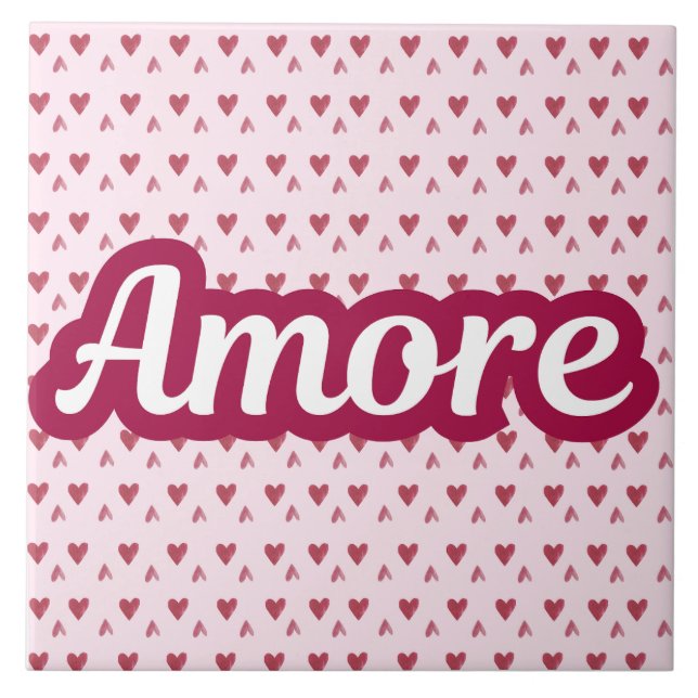 Amore Typography Design – Valentine’s Day Gift Kakelplatta (Framsidan)