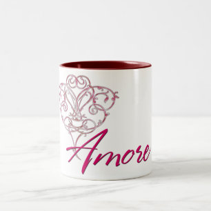 Amore with Scrolled Heart Design 1 Coffee/Tea Mugg