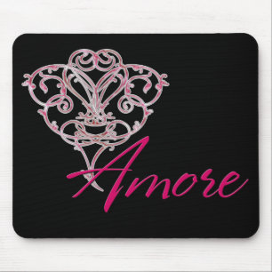 Amore with Scrolled Heart Design 1 Mousepad Musmatta