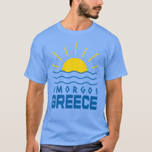 Amorgos Grekland Sol Och Hav Mäns Blå T Shirt