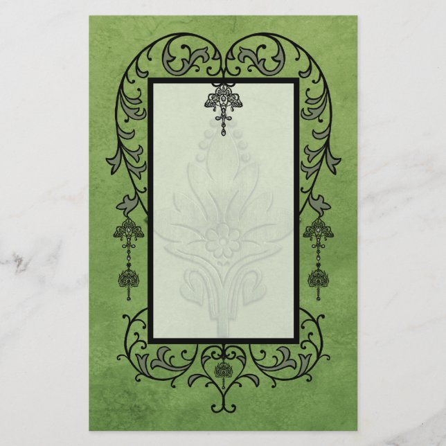 Amoroso: ÅLDRIG PARCHMENT i grönt Brevpapper (Framsida)