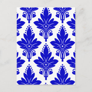 AMOROSO DAMASK: BLUE and WHITE Vykort