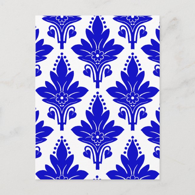 AMOROSO DAMASK: BLUE and WHITE Vykort (Framsida)