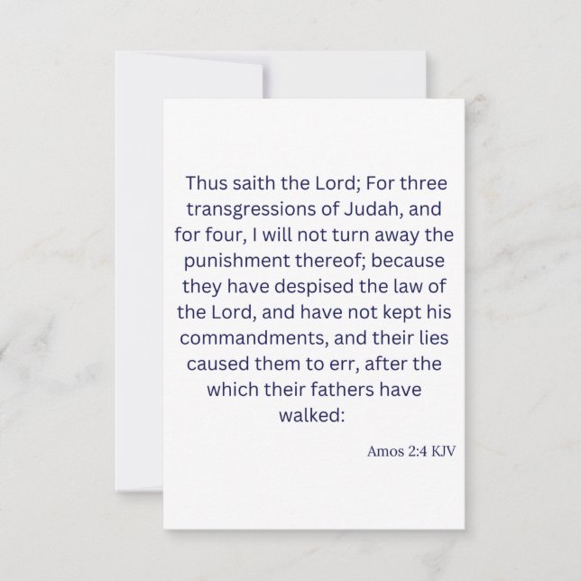 Amos 2:4 KJV Bible Scripture Greeting Card Kort (Framsida)