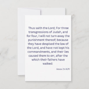 Amos 2:4 KJV Bible Scripture Greeting Card Kort
