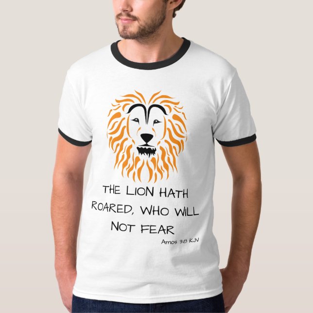 Amos 3:8 KJV Bible Scripture Verse Manar Ringer T Shirt (Framsida)