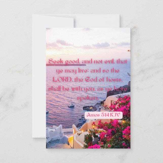 Amos 5:14 KJV Bible Verse Pic Flat Greeting Card Kort (Framsida)