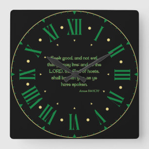 Amos 5:14 KJV Bible Verse Roman Numeral Fyrkantig Klocka
