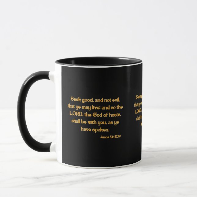 Amos 5:14 KJV Bible Verse Two-Tone Mugg (Vänster)