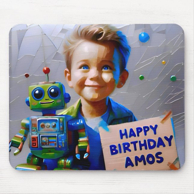 AMOS ~ och hans ROBOT ~ Mousepad Musmatta (Framsidan)