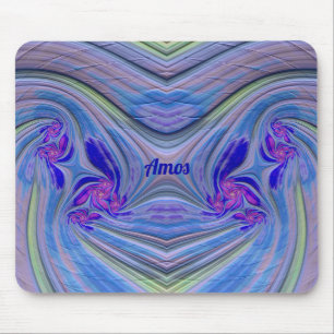 AMOS ~ Zany Lila, Blue, Grönt and Rosa Mouse Pad Musmatta