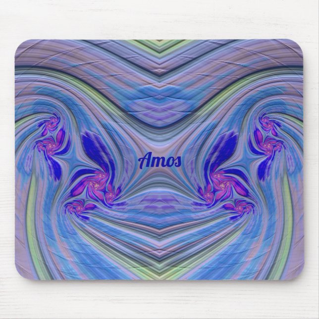 AMOS ~ Zany Lila, Blue, Grönt and Rosa Mouse Pad Musmatta (Framsidan)