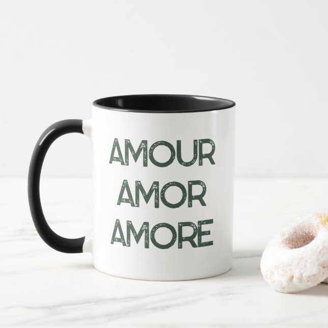 Amour Amor Amore – Kärlek Typography Text Romantis Mugg (Med munk)