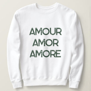 Amour Amor Amore – Kärlek Typography Text Romantis T Shirt