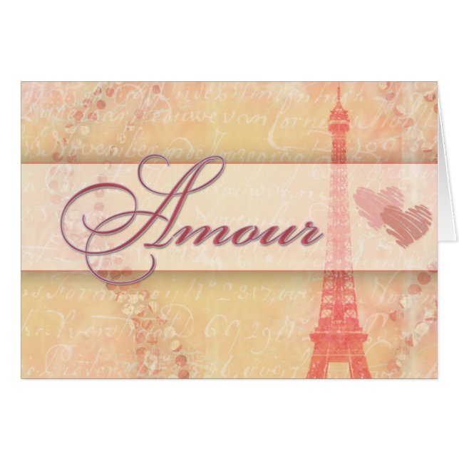 Amour i Paris Hälsningskort (Framsidan Horizontal)