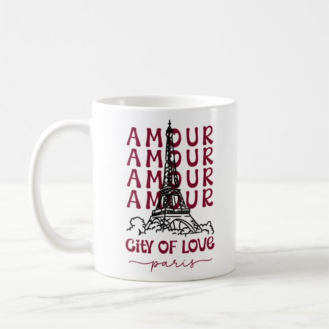 Amour Kärlekens Stad Paris – Eiffeltornet Kaffemugg (Vänster)