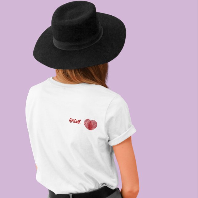 Amour Rött Fingeravtryck Hjärtat  T Shirt (Amour Red Fingerprint Heart T-shirt. Great gift for friends, Galentine's Day, or Valentine's Day.)