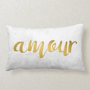 Amour - tryckbrevguld omkullkastar typografi lumbarkudde