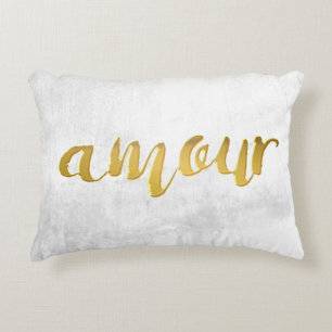 Amour - tryckbrevguld omkullkastar typografi prydnadskudde