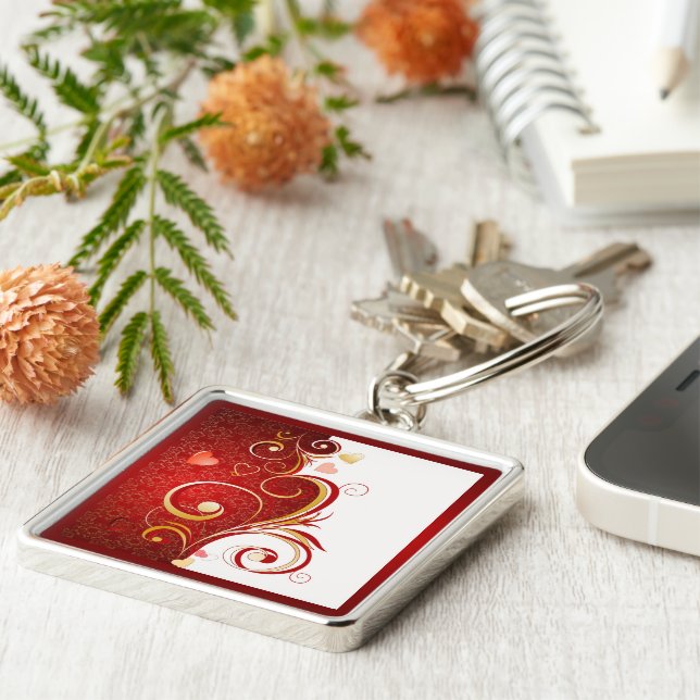 Amous Fyrkantig Silverfärgad Nyckelring (Sidan)