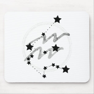 Amparius zodiac-konstellationen svart och silver musmatta