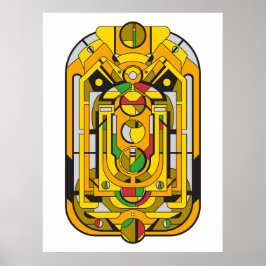 Ampel - Gult Cyberpunk Geometric Abstrakt Poster