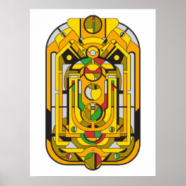 Ampel - Gult Cyberpunk Geometric Abstrakt Poster