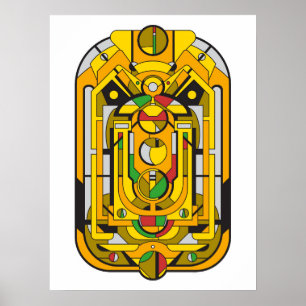 Ampel - Gult Cyberpunk Geometric Abstrakt Poster