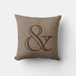 Ampersand Burlap-look Rustic Bröllop Keepsaky Kudde
